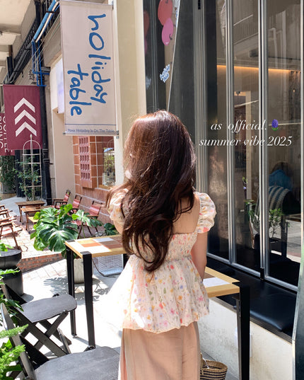 AS OFFICIAL Sugar Rush – Floral Puff Sleeve Peplum Blouse