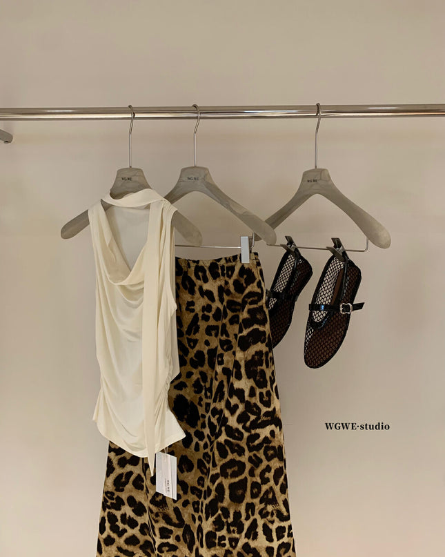 WGWE Draped Cowl Neck Sleeveless Top