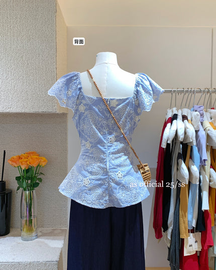 AS OFFICIAL Ocean Breeze Crochet Lace Blouse