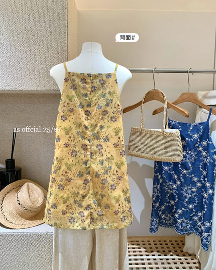 AS OFFICIAL Embroidered Jacquard Cut-Out Slip Dress