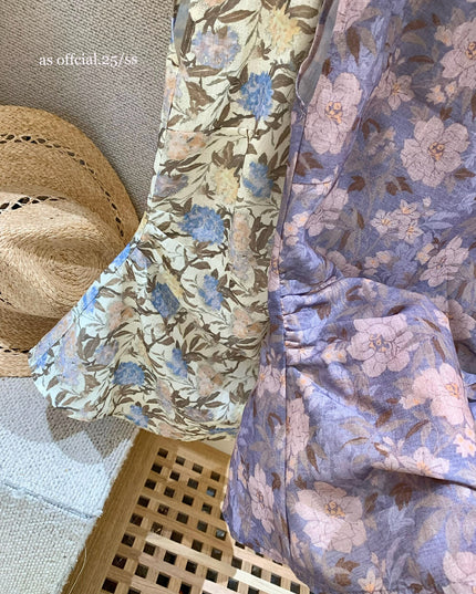 AS OFFICIAL Floral One-Shoulder Ruffle Top