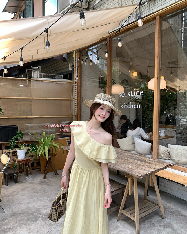AS OFFICIAL Windsor Garden Ruffle Off-Shoulder Dress