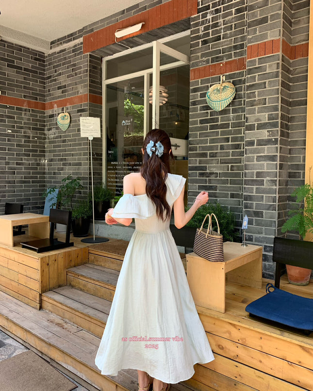 AS OFFICIAL Windsor Garden Ruffle Off-Shoulder Dress