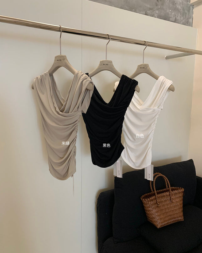 WG.WE Asymmetrical Ruched Slim-Fit Off-Shoulder Top
