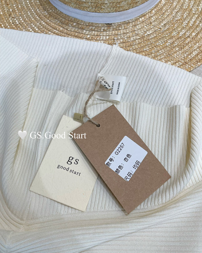 GS.GOOD START Asymmetrical Shoulder Short Sleeve Top