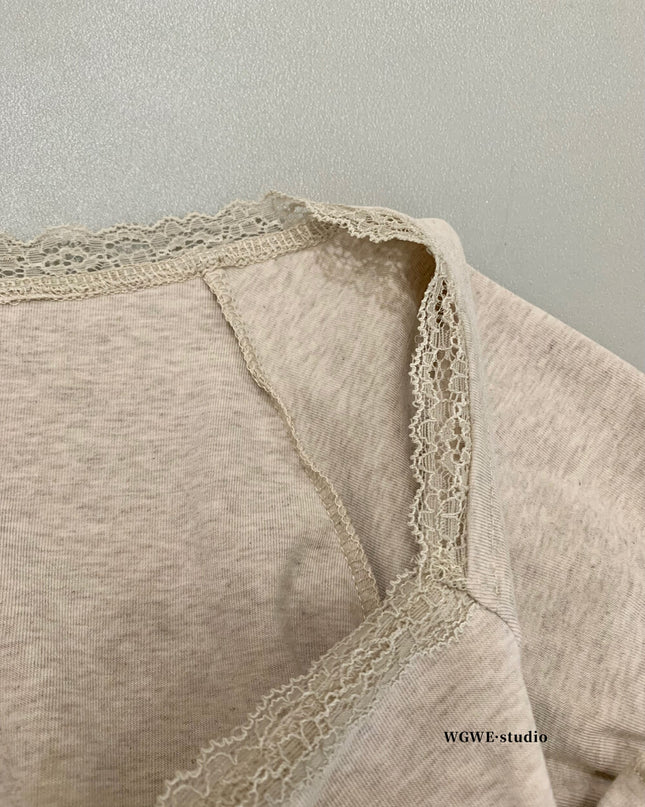 WGWE Balletcore Lace-Trim Fitted Tee