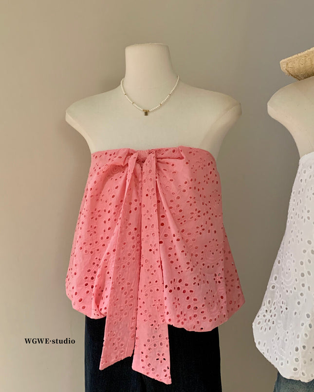 WG.WE Stylish Bow Tie Strapless Top – Summer Cutout 2-Way Tank