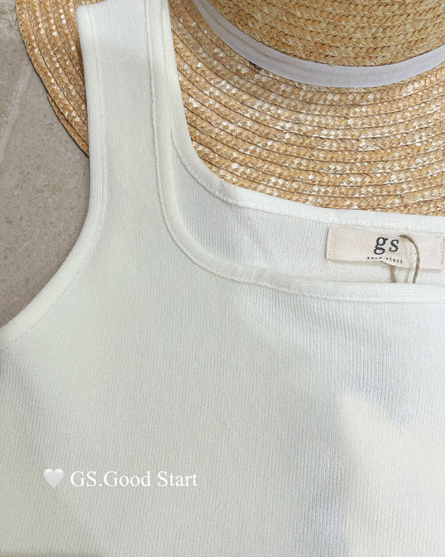 GS.GOOD START Sweet Puff Hem Square Neck Top