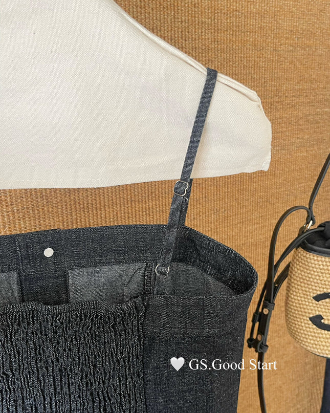 GS.GOOD START Korean Casual Relaxed Denim Cami Dress
