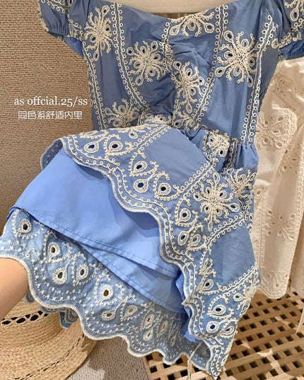 AS OFFICIAL Sequin Embroidered Sweetheart Babydoll Top
