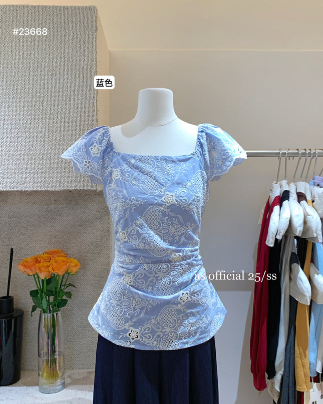 AS OFFICIAL Ocean Breeze Crochet Lace Blouse