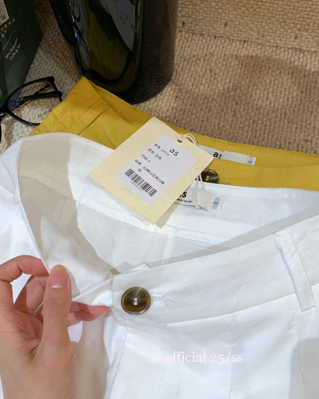 AS OFFICIAL Linen Wide Leg Relaxed Fit Pants