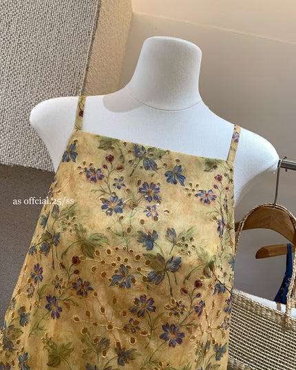 AS OFFICIAL Embroidered Jacquard Cut-Out Slip Dress