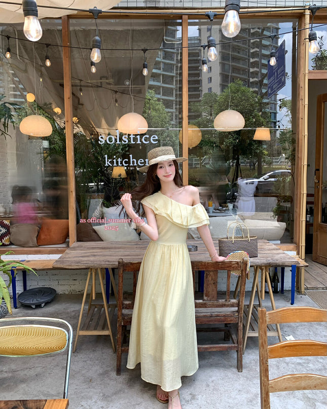 AS OFFICIAL Windsor Garden Ruffle Off-Shoulder Dress