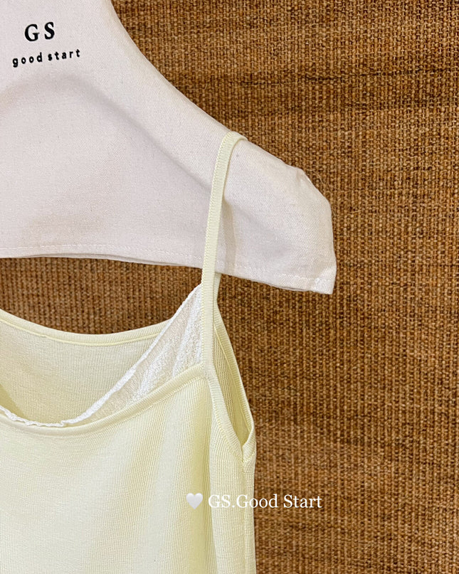 GS.GOOD START Korean Sweet Lace Patchwork Cami Top