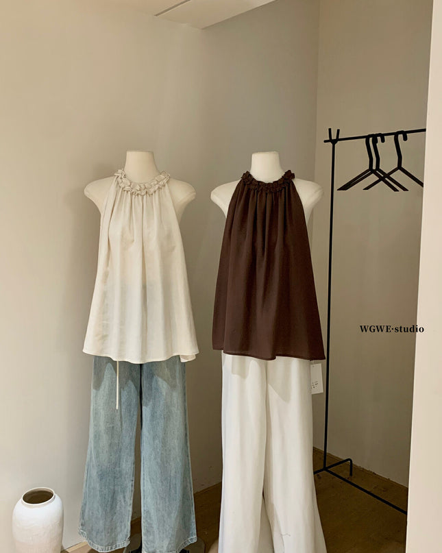 WGWE Ruffle Edge Sleeveless Summer Top
