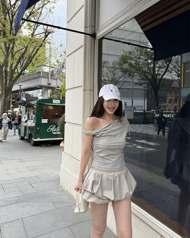 WGWE Soft Girl Asymmetric Twist Top