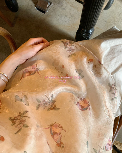 AS OFFICIAL Golden Butterfly Off-Shoulder Puff Sleeve Top