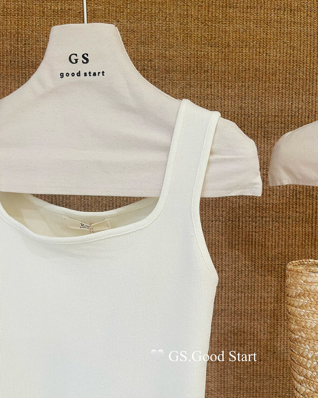 GS.GOOD START Sweet Puff Hem Square Neck Top