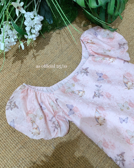 AS OFFICIAL Golden Butterfly Off-Shoulder Puff Sleeve Top