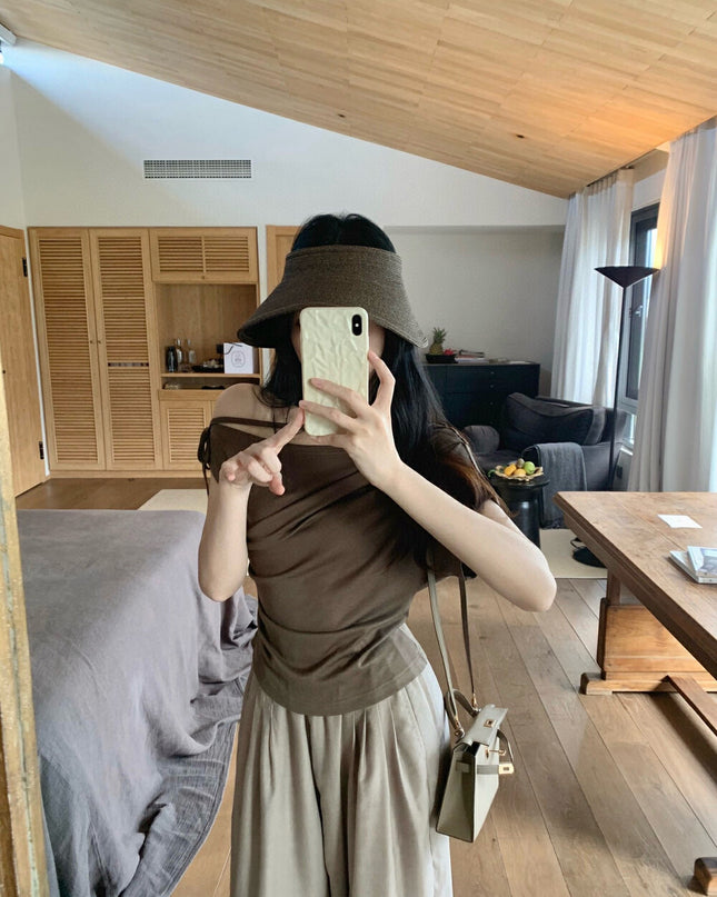 WGWE One-Shoulder Tie Fitted Sleeveless Top