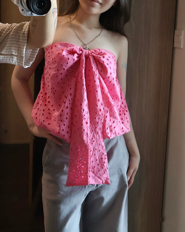 WG.WE Stylish Bow Tie Strapless Top – Summer Cutout 2-Way Tank