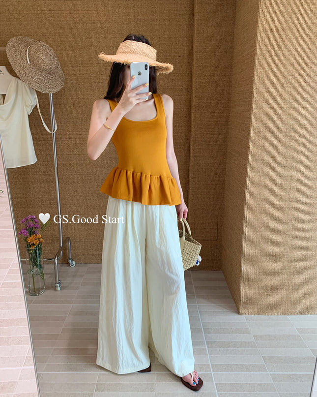 GS.GOOD START Sweet Puff Hem Square Neck Top