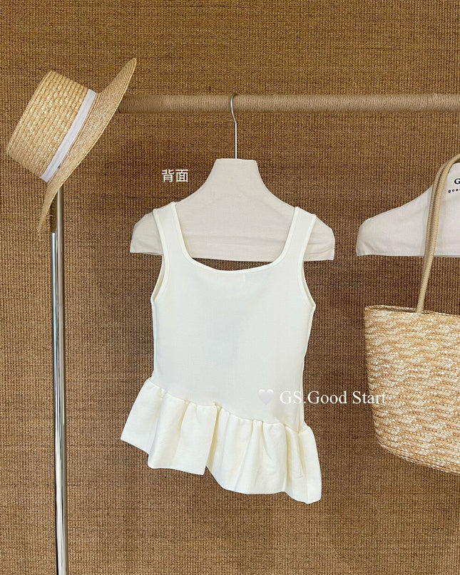 GS.GOOD START Sweet Puff Hem Square Neck Top