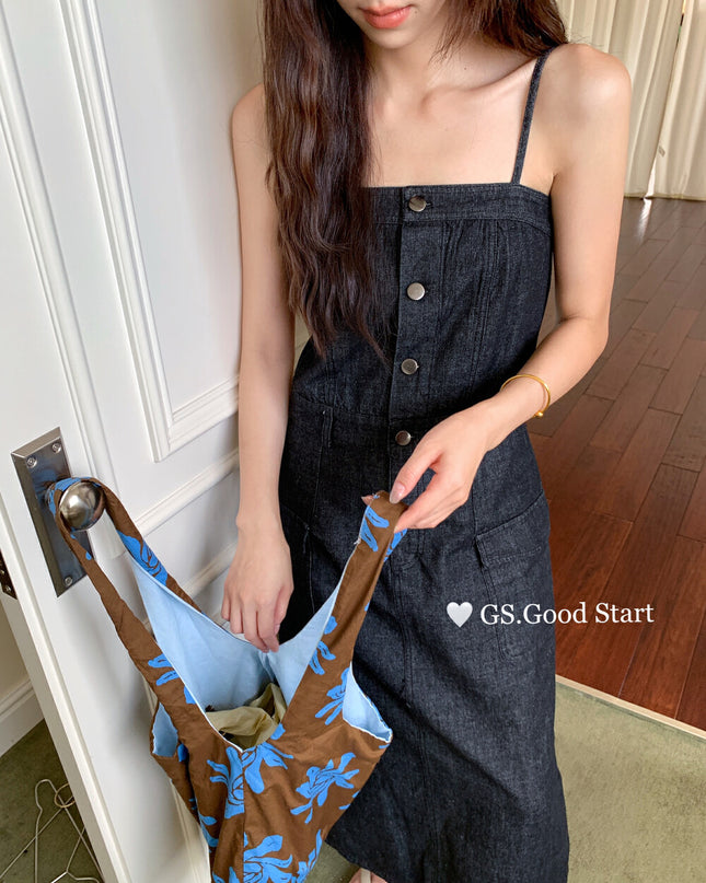 GS.GOOD START Korean Casual Relaxed Denim Cami Dress