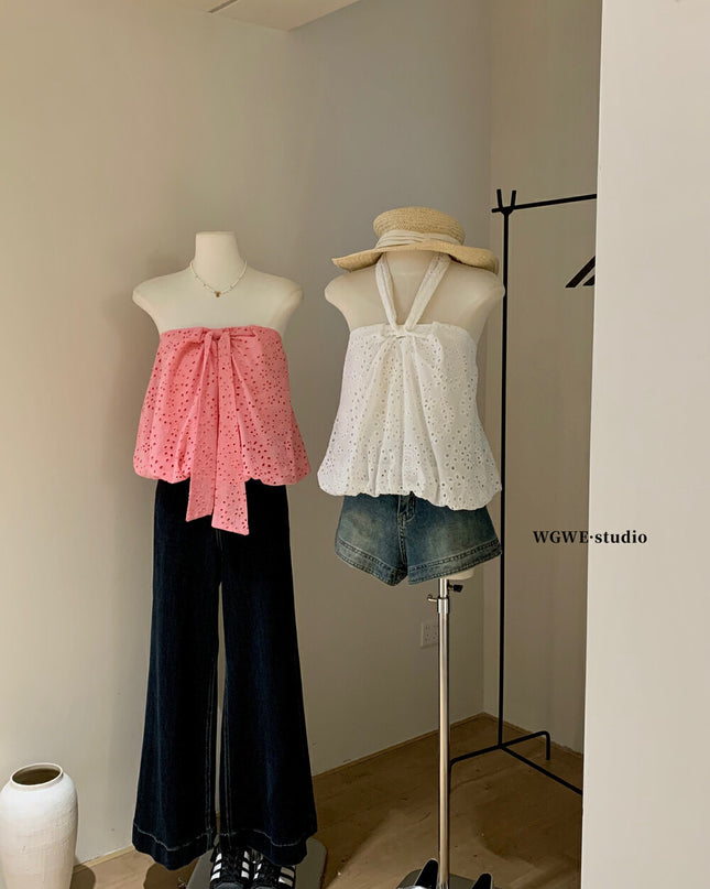 WG.WE Stylish Bow Tie Strapless Top – Summer Cutout 2-Way Tank
