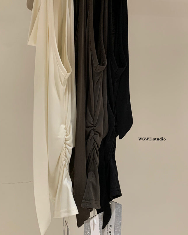 WGWE Draped Cowl Neck Sleeveless Top