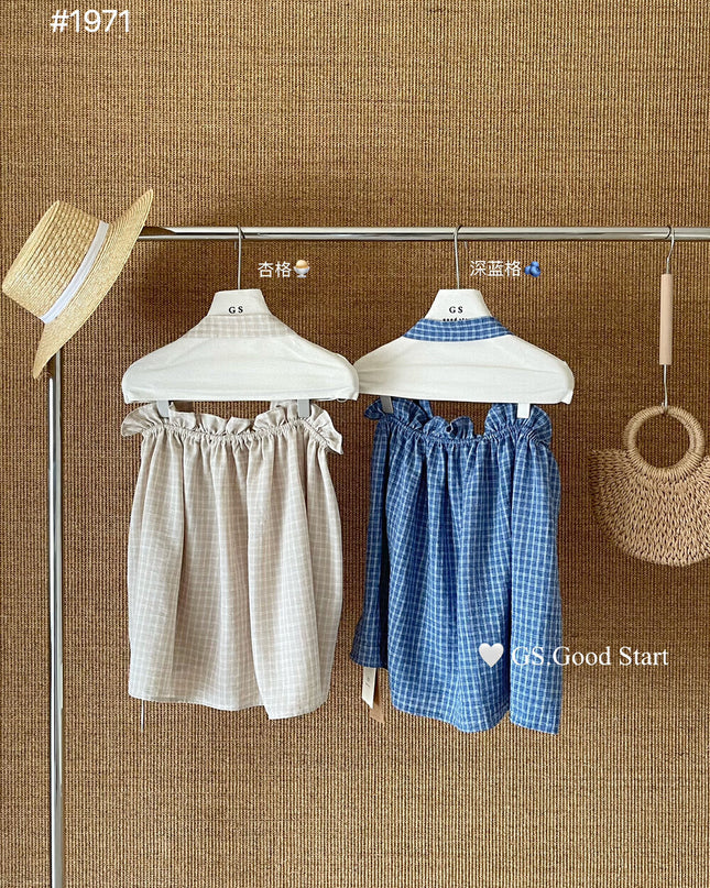 GS.GOOD START Sweetheart Plaid Lace Bustier Crop Top