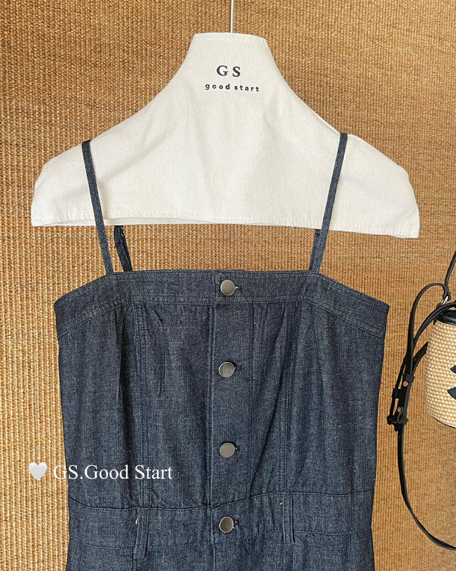 GS.GOOD START Korean Casual Relaxed Denim Cami Dress