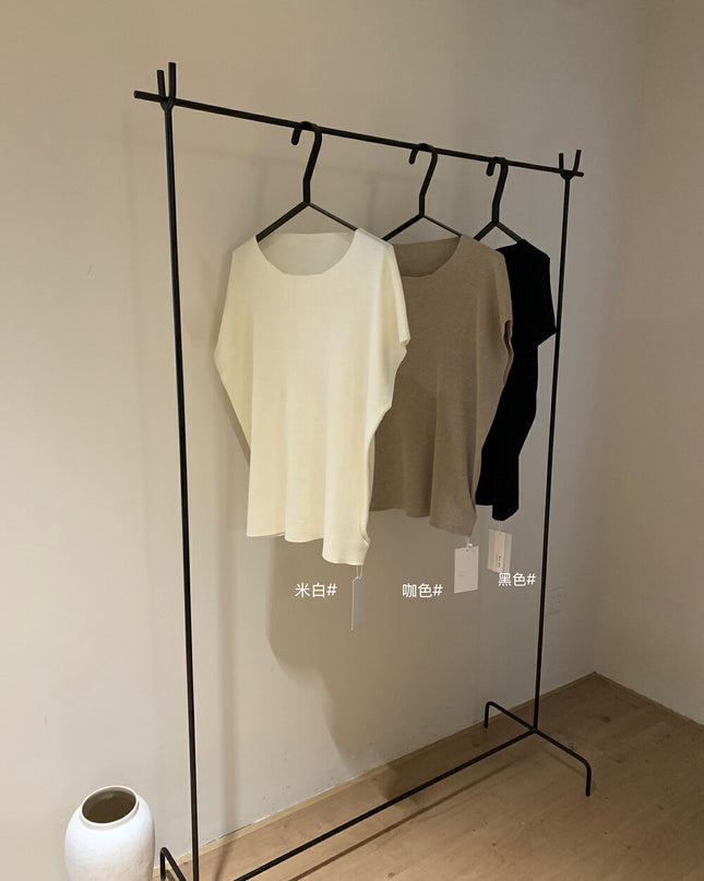 WGWE Off-Shoulder Knit Batwing Sleeve Top
