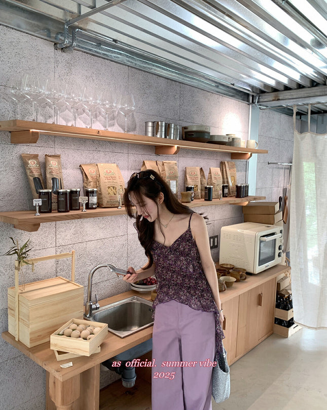 AS OFFICIAL Charming Purple Ruffle Camisole Top