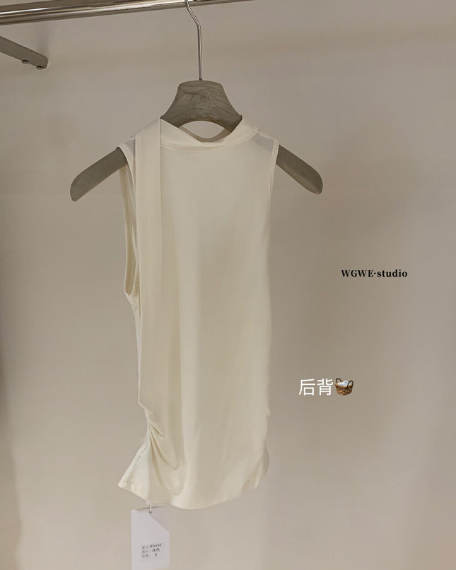 WGWE Draped Cowl Neck Sleeveless Top