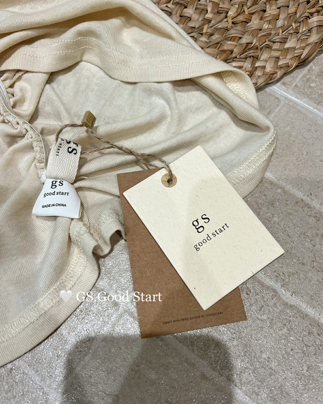 GS.GOOD START Off Shoulder Layered Tie-Strap Top