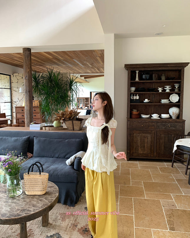 AS OFFICIAL Linen Wide Leg Relaxed Fit Pants