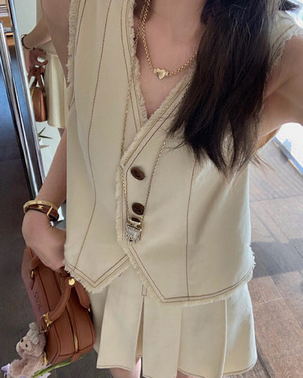 WG.WE Trendy Vest Top & Pleated Skirt Set