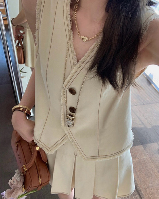 WG.WE Trendy Vest Top & Pleated Skirt Set