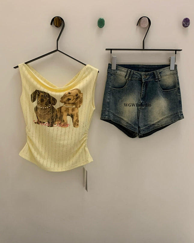 WGWE Printed Off-Shoulder Slim Tee