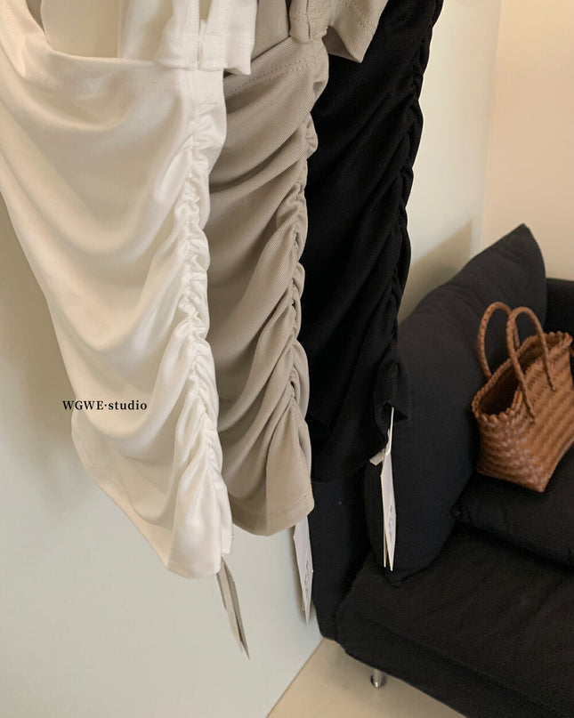 WG.WE Asymmetrical Ruched Slim-Fit Off-Shoulder Top