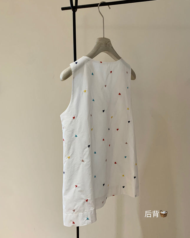 WGWE Heart Embroidered Twist Front Tank