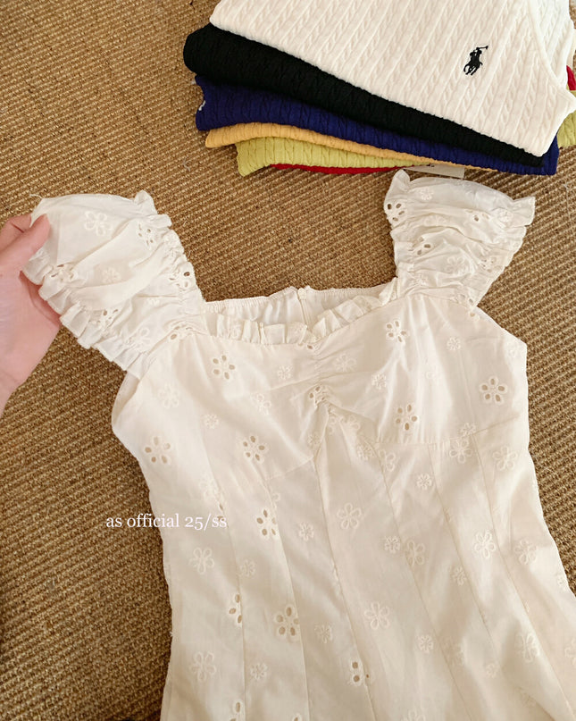 AS OFFICIAL Embroidered Eyelet French Style Dress