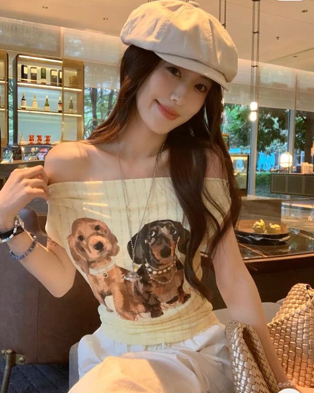 WGWE Printed Off-Shoulder Slim Tee