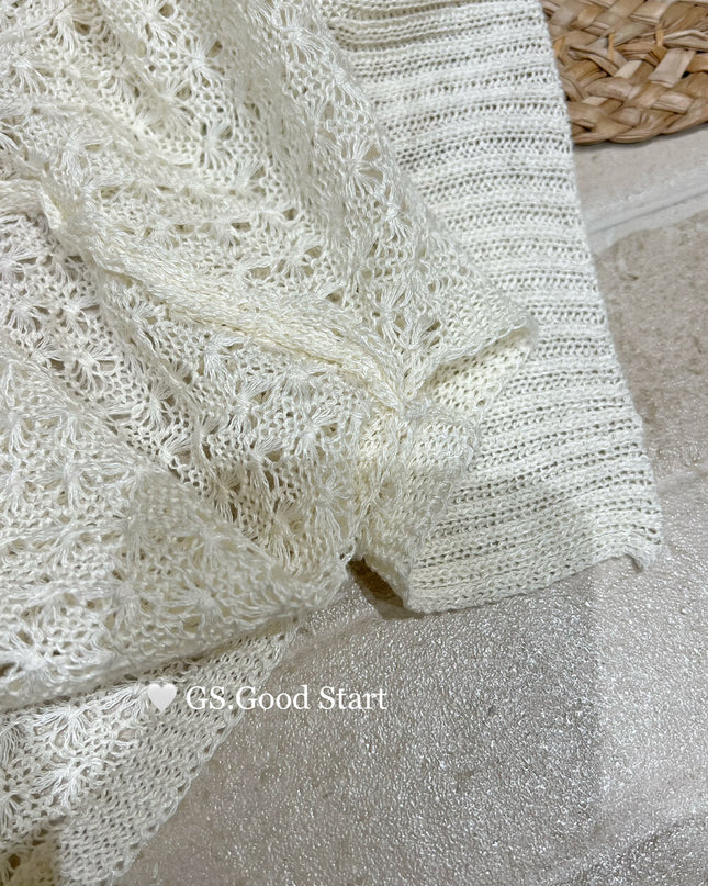 GS.GOOD START Relaxed Fit Hollow Mesh Vest with Detachable Waist Tie