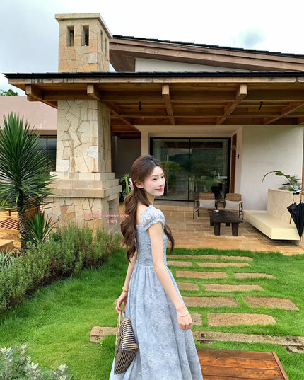 AS OFFICIAL Jacquard Puff Sleeve Two-Way Dress