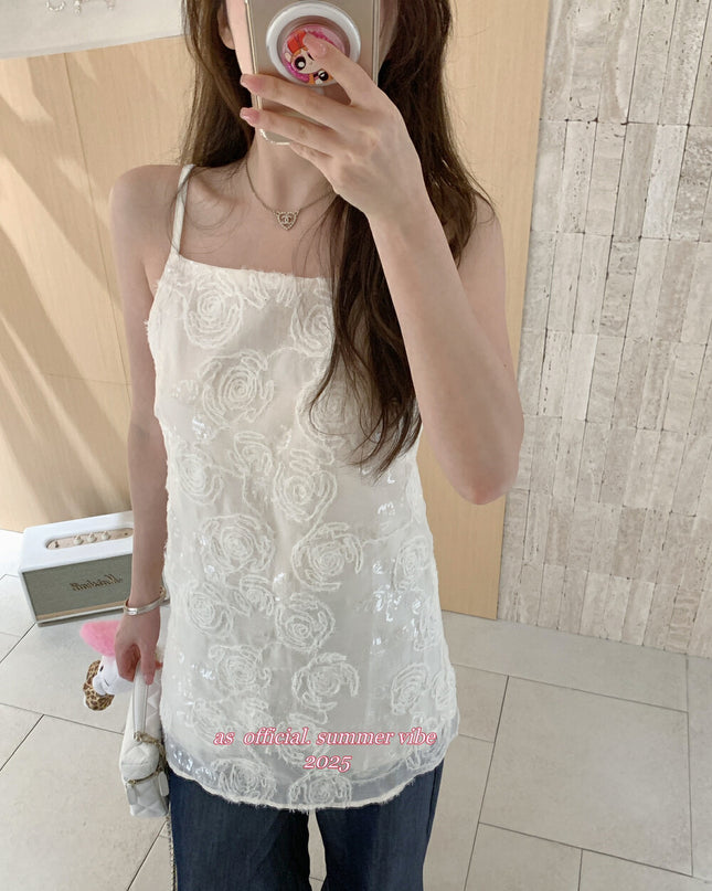 AS OFFICIAL Premium Rose Sequin Top
