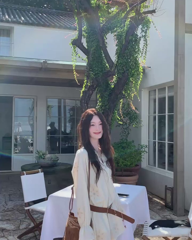 AS OFFICIAL Eden Garden Embroidered White Dress with Belt