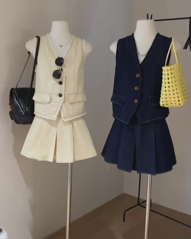 WG.WE Trendy Vest Top & Pleated Skirt Set